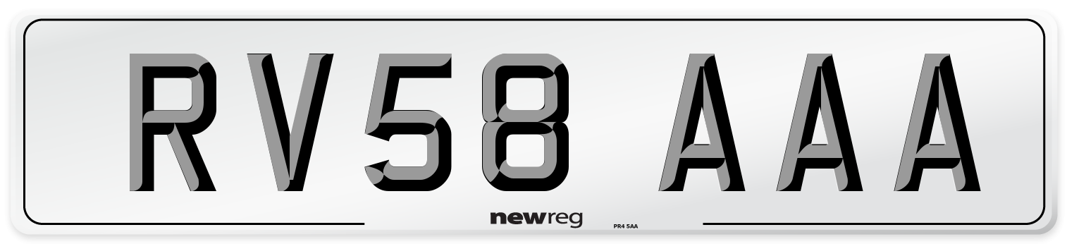 RV58 AAA Number Plate from New Reg